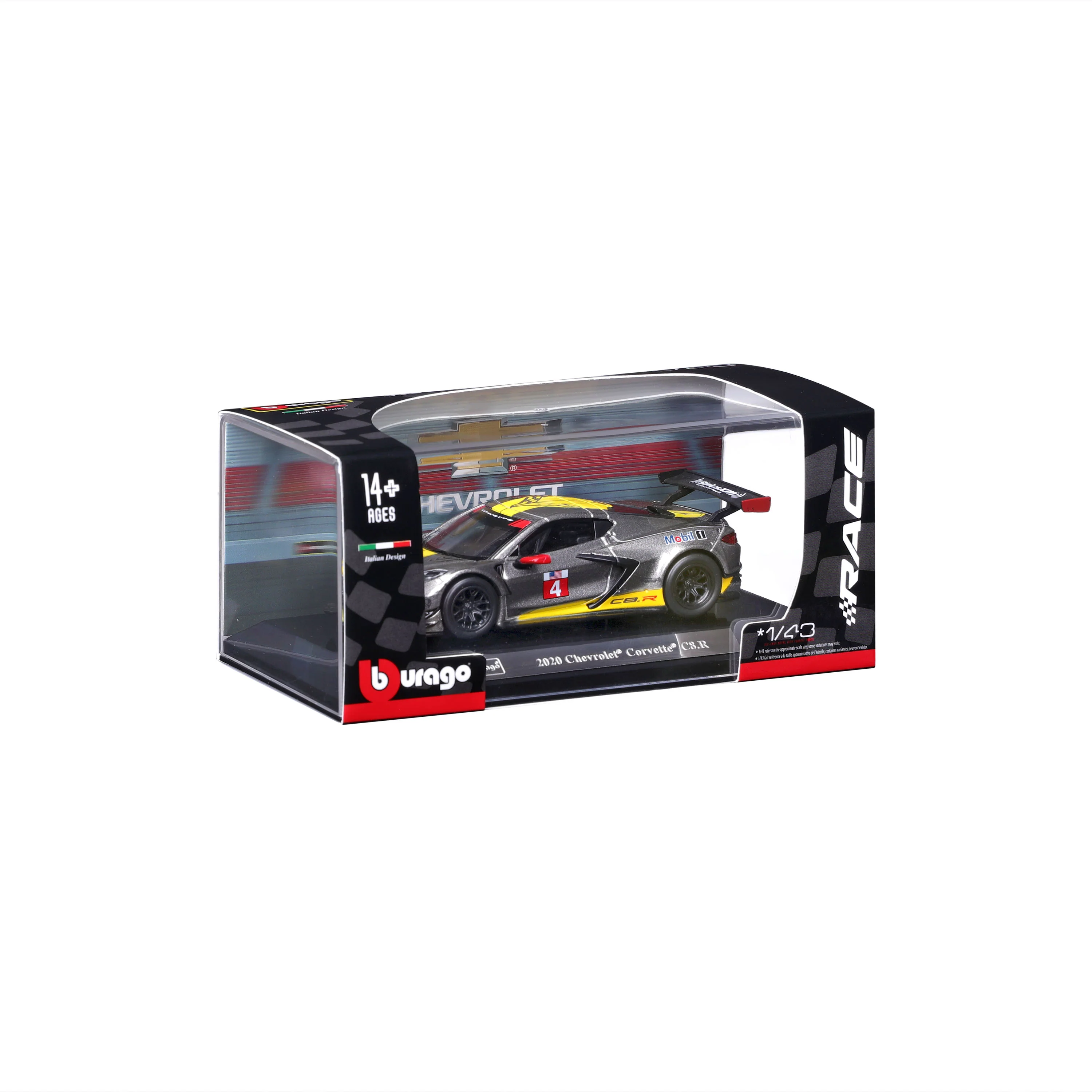 2020 Chevrolet Corvette C8.R 1:43 grigia metallizzata con teca espositiva - Image 2