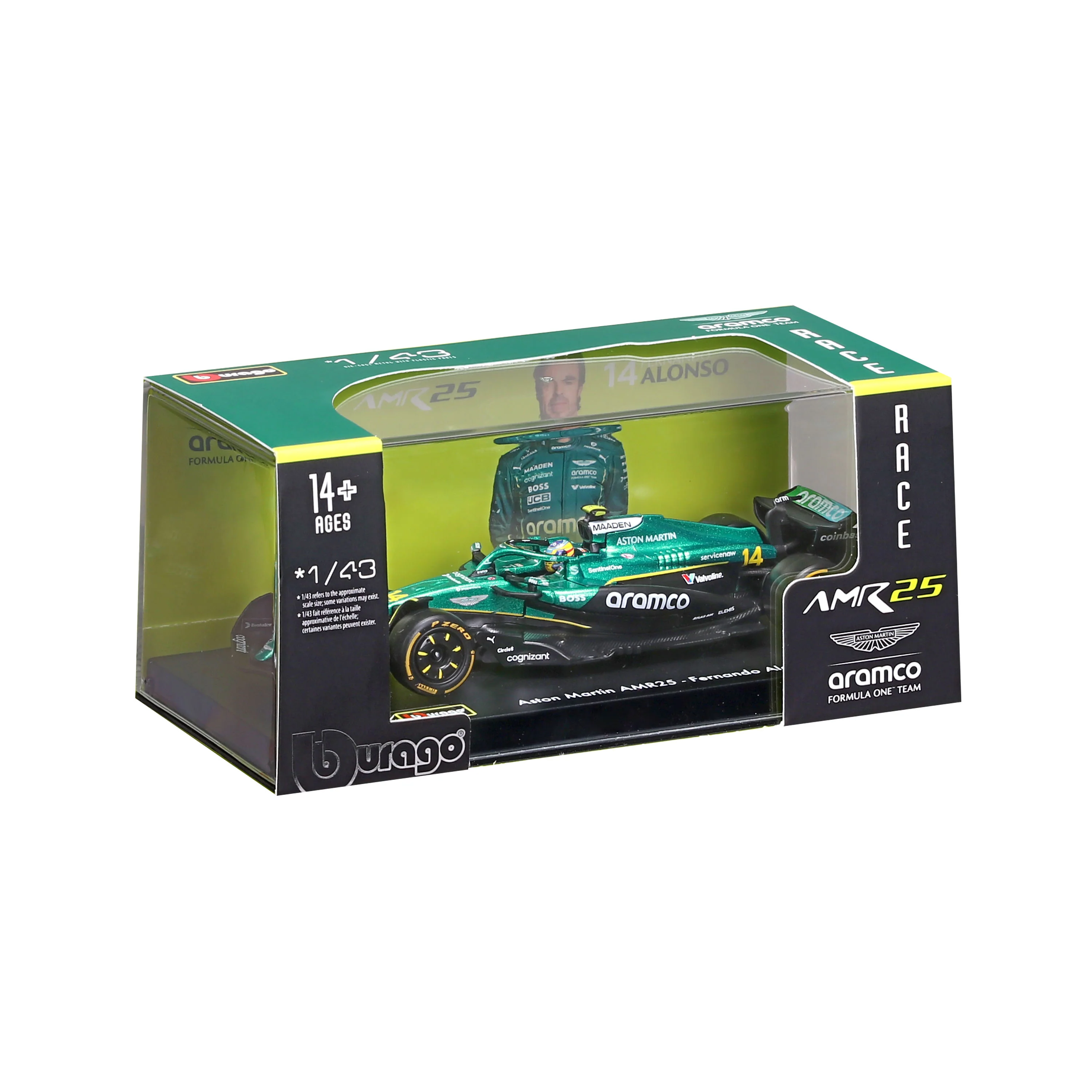 Aston Martin AMR25 2025 #14 Alonso 1:43 with helmet and display case - Image 2