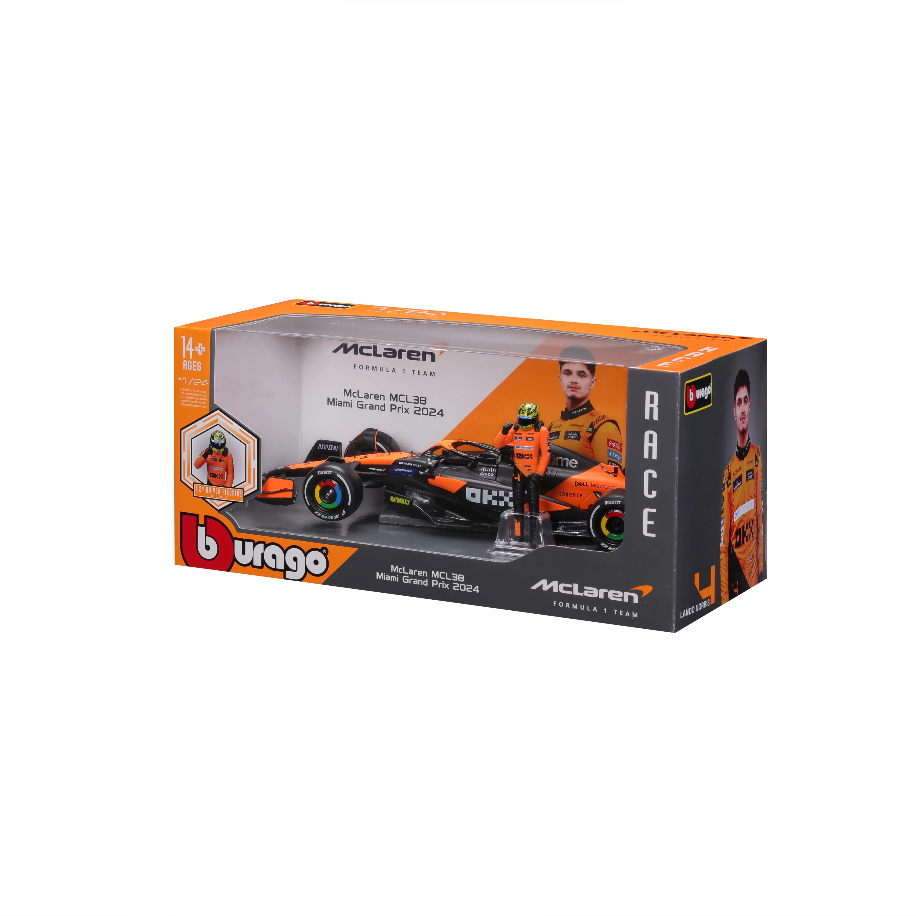 McLaren MCL38 Lando Norris #4 F1 2024 – 1:24 Scale Diecast Model with Driver - Image 2