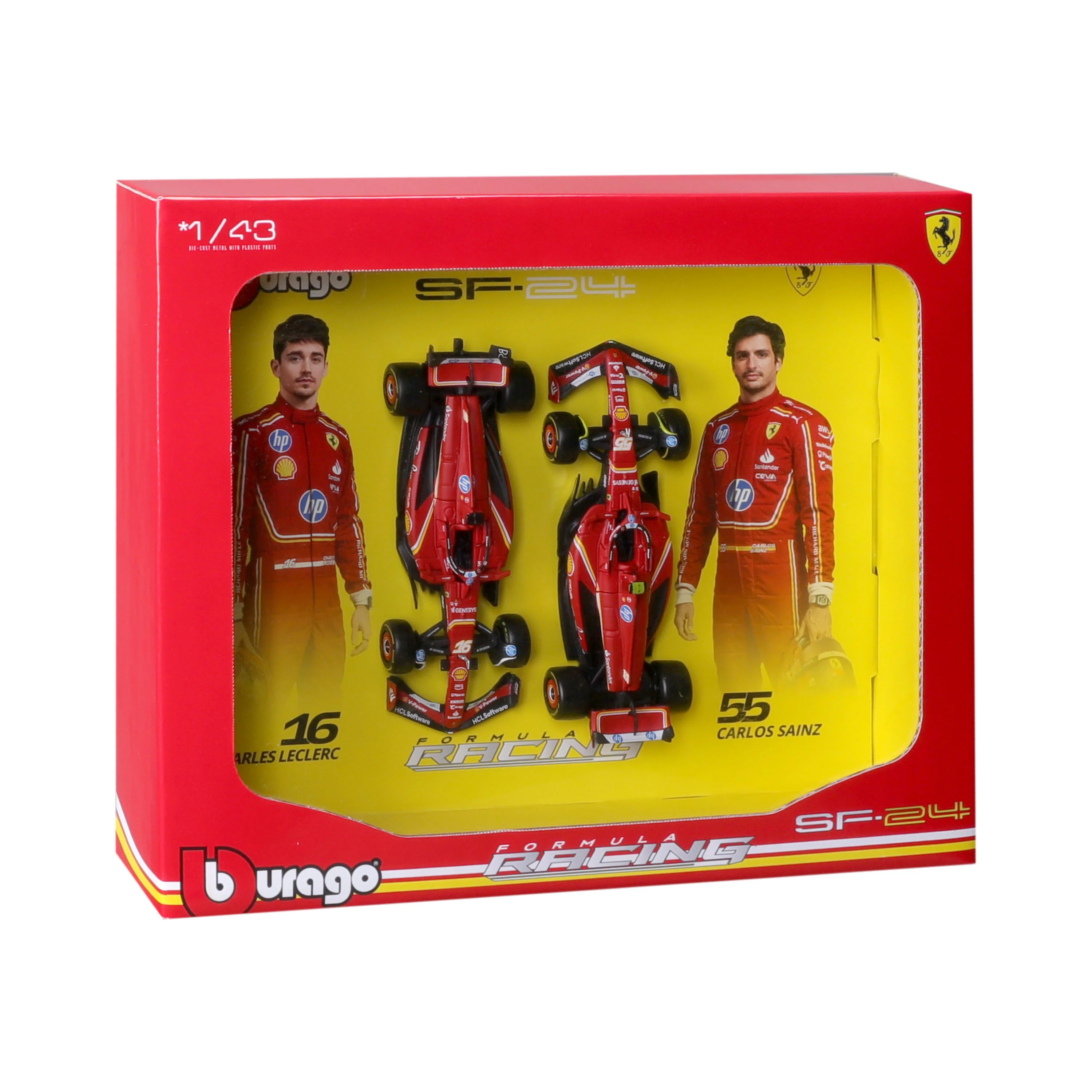 2-Model Set SF-24 #16 Charles Leclerc / #55 Carlos Sainz F1 2024 1:43 Imola Livery - Image 4
