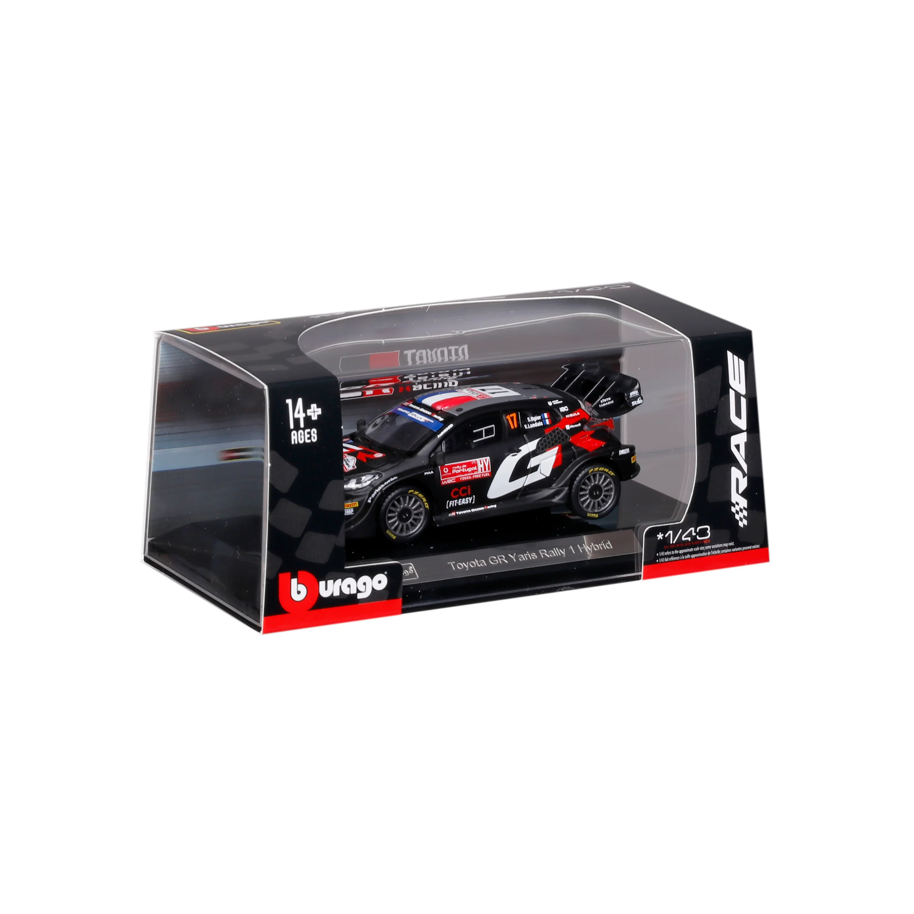 Toyota GR Yaris Rally 1 Hybrid #17 1:43 con teca espositiva